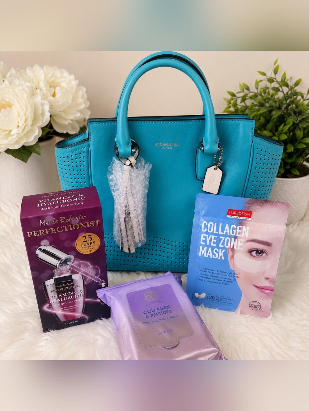 ✨️✨️Coach Turquoise Tote Bag & Beauty Bundle NWOT Gift Set